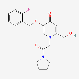 molecular formula C19H21FN2O4 B2576624 5-((2-fluorobenzyl)oxy)-2-(hydroxymethyl)-1-(2-oxo-2-(pyrrolidin-1-yl)ethyl)pyridin-4(1H)-one CAS No. 942010-25-5