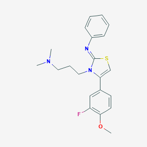 molecular formula C21H24FN3OS B257663 N-[(2Z)-3-[3-(dimethylamino)propyl]-4-(3-fluoro-4-methoxyphenyl)-1,3-thiazol-2(3H)-ylidene]aniline 