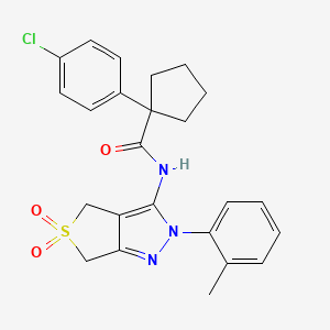 molecular formula C24H24ClN3O3S B2576637 1-(4-chlorophenyl)-N-(5,5-dioxido-2-(o-tolyl)-4,6-dihydro-2H-thieno[3,4-c]pyrazol-3-yl)cyclopentanecarboxamide CAS No. 449786-54-3