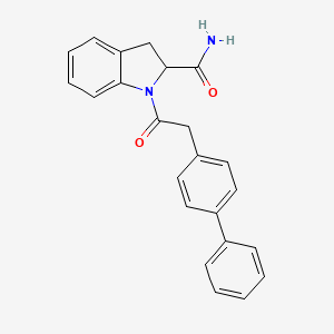 molecular formula C23H20N2O2 B2576638 1-(2-([1,1'-Biphenyl]-4-yl)acetyl)indoline-2-carboxamide CAS No. 1097202-37-3