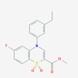 molecular formula C18H16FNO4S B2576641 methyl 4-(3-ethylphenyl)-6-fluoro-4H-1,4-benzothiazine-2-carboxylate 1,1-dioxide CAS No. 1291842-02-8