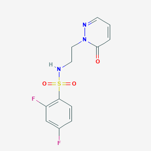 molecular formula C12H11F2N3O3S B2576668 2,4-difluoro-N-(2-(6-oxopyridazin-1(6H)-yl)ethyl)benzenesulfonamide CAS No. 1049494-95-2