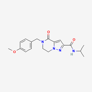molecular formula C18H22N4O3 B2576673 N-异丙基-5-(4-甲氧基苄基)-4-氧代-4,5,6,7-四氢吡唑并[1,5-a]嘧啶-2-甲酰胺 CAS No. 477859-35-1