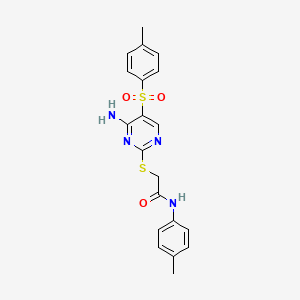 molecular formula C20H20N4O3S2 B2576702 2-{[4-AMINO-5-(4-METHYLBENZENESULFONYL)PYRIMIDIN-2-YL]SULFANYL}-N-(4-METHYLPHENYL)ACETAMIDE CAS No. 894952-10-4