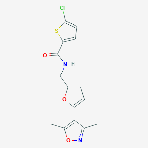 molecular formula C15H13ClN2O3S B2576707 5-chloro-N-{[5-(3,5-dimethyl-1,2-oxazol-4-yl)furan-2-yl]methyl}thiophene-2-carboxamide CAS No. 2415553-67-0