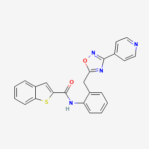 molecular formula C23H16N4O2S B2576710 N-(2-((3-(pyridin-4-yl)-1,2,4-oxadiazol-5-yl)methyl)phenyl)benzo[b]thiophene-2-carboxamide CAS No. 1706318-35-5