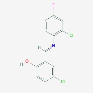 molecular formula C13H8Cl2FNO B2576712 4-chloro-2-{(E)-[(2-chloro-4-fluorophenyl)imino]methyl}phenol CAS No. 1224018-99-8