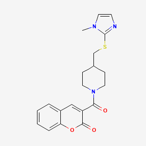 molecular formula C20H21N3O3S B2576727 3-(4-(((1-甲基-1H-咪唑-2-基)硫代)甲基)哌啶-1-羰基)-2H-色满-2-酮 CAS No. 1428356-94-8