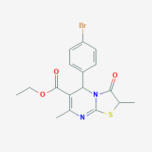 molecular formula C17H17BrN2O3S B257673 ethyl 5-(4-bromophenyl)-2,7-dimethyl-3-oxo-2,3-dihydro-5H-[1,3]thiazolo[3,2-a]pyrimidine-6-carboxylate 