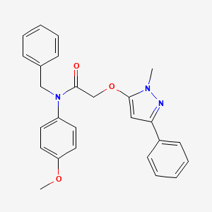 molecular formula C26H25N3O3 B2576744 N-苄基-N-(4-甲氧基苯基)-2-[(1-甲基-3-苯基-1H-吡唑-5-基)氧基]乙酰胺 CAS No. 956437-42-6