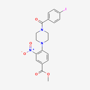 molecular formula C19H18IN3O5 B2576748 4-[4-(4-碘苯甲酰基)哌嗪-1-基]-3-硝基苯甲酸甲酯 CAS No. 478246-42-3