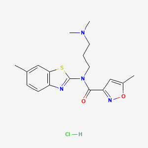 molecular formula C18H23ClN4O2S B2576769 N-(3-(dimethylamino)propyl)-5-methyl-N-(6-methylbenzo[d]thiazol-2-yl)isoxazole-3-carboxamide hydrochloride CAS No. 1330160-86-5