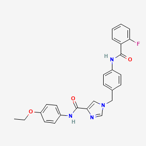 molecular formula C26H23FN4O3 B2576771 N-(4-乙氧苯基)-1-(4-(2-氟苯甲酰胺)苄基)-1H-咪唑-4-甲酰胺 CAS No. 1251684-13-5