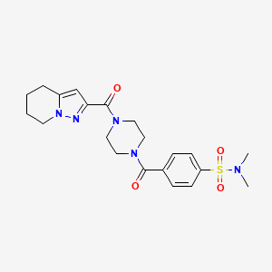 molecular formula C21H27N5O4S B2576779 N,N-dimethyl-4-(4-(4,5,6,7-tetrahydropyrazolo[1,5-a]pyridine-2-carbonyl)piperazine-1-carbonyl)benzenesulfonamide CAS No. 2034542-57-7
