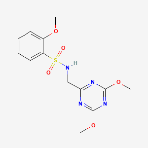 molecular formula C13H16N4O5S B2576780 N-((4,6-二甲氧基-1,3,5-三嗪-2-基)甲基)-2-甲氧基苯磺酰胺 CAS No. 2034358-51-3