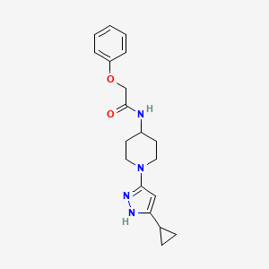 molecular formula C19H24N4O2 B2576781 N-(1-(5-cyclopropyl-1H-pyrazol-3-yl)piperidin-4-yl)-2-phenoxyacetamide CAS No. 1902898-96-7