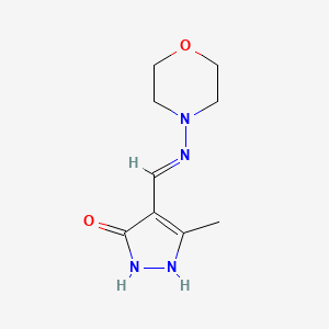 molecular formula C9H14N4O2 B2576794 5-甲基-4-[(吗啉氨基)亚甲基]-2,4-二氢-3H-吡唑-3-酮 CAS No. 240115-96-2