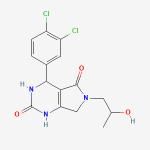 molecular formula C15H15Cl2N3O3 B2576821 4-(3,4-二氯苯基)-6-(2-羟丙基)-3,4,6,7-四氢-1H-吡咯并[3,4-d]嘧啶-2,5-二酮 CAS No. 946325-53-7