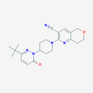molecular formula C22H27N5O2 B2576835 2-[4-(3-Tert-butyl-6-oxopyridazin-1-yl)piperidin-1-yl]-7,8-dihydro-5H-pyrano[4,3-b]pyridine-3-carbonitrile CAS No. 2320382-86-1