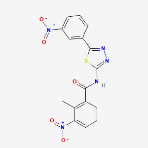 molecular formula C16H11N5O5S B2576843 2-methyl-3-nitro-N-[5-(3-nitrophenyl)-1,3,4-thiadiazol-2-yl]benzamide CAS No. 391862-52-5