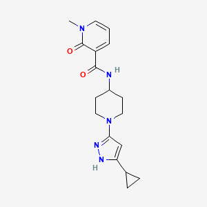 molecular formula C18H23N5O2 B2576845 N-(1-(5-cyclopropyl-1H-pyrazol-3-yl)piperidin-4-yl)-1-methyl-2-oxo-1,2-dihydropyridine-3-carboxamide CAS No. 2034210-02-9