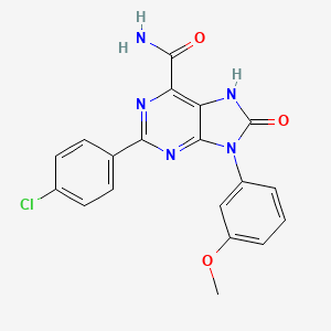 molecular formula C19H14ClN5O3 B2576860 2-(4-chlorophenyl)-9-(3-methoxyphenyl)-8-oxo-8,9-dihydro-7H-purine-6-carboxamide CAS No. 899741-83-4