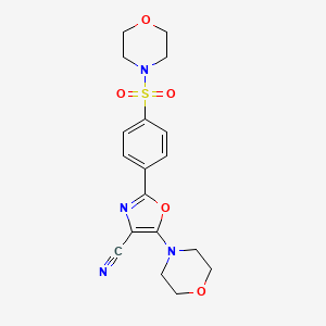 molecular formula C18H20N4O5S B2576872 5-吗啉-2-(4-(吗啉磺酰基)苯基)恶唑-4-腈 CAS No. 941267-45-4