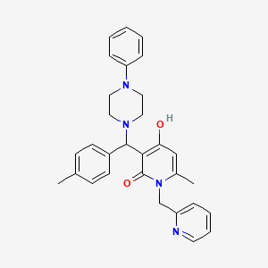 molecular formula C30H32N4O2 B2576892 4-羟基-6-甲基-3-((4-苯基哌嗪-1-基)(对甲苯基)甲基)-1-(吡啶-2-基甲基)吡啶-2(1H)-酮 CAS No. 939244-22-1
