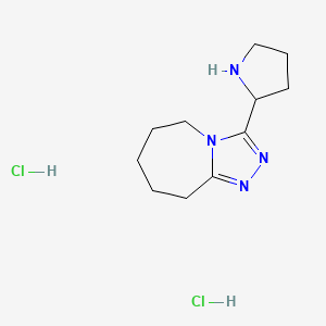 molecular formula C11H20Cl2N4 B2576936 3-吡咯烷-2-基-6,7,8,9-四氢-5H-[1,2,4]三唑并[4,3-a]氮杂环庚二烯；二盐酸盐 CAS No. 2416235-79-3