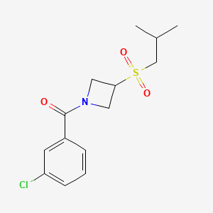 molecular formula C14H18ClNO3S B2576944 (3-氯苯基)(3-(异丁基磺酰基)氮杂环丁-1-基)甲苯酮 CAS No. 1797086-81-7