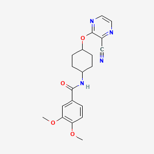 molecular formula C20H22N4O4 B2576945 N-((1r,4r)-4-((3-cyanopyrazin-2-yl)oxy)cyclohexyl)-3,4-dimethoxybenzamide CAS No. 2034580-51-1