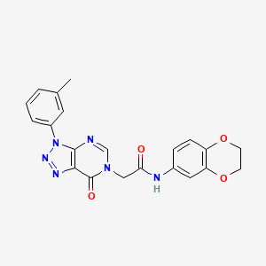 molecular formula C21H18N6O4 B2576950 N-(2,3-二氢苯并[b][1,4]二氧杂环-6-基)-2-(7-氧代-3-(间甲苯基)-3H-[1,2,3]三唑并[4,5-d]嘧啶-6(7H)-基)乙酰胺 CAS No. 872591-02-1