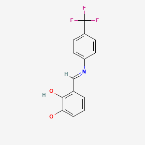 molecular formula C15H12F3NO2 B2576959 2-甲氧基-6-((E)-{[4-(三氟甲基)苯基]亚氨基}甲基)苯酚 CAS No. 1220247-62-0