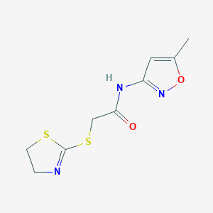 molecular formula C9H11N3O2S2 B2576961 2-(4,5-dihydro-1,3-thiazol-2-ylsulfanyl)-N-(5-methyl-1,2-oxazol-3-yl)acetamide CAS No. 403836-51-1