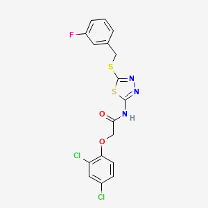 2-(2,4-dichlorophenoxy)-N-[5-[(3-fluorophenyl)methylsulfanyl]-1,3,4-thiadiazol-2-yl]acetamide