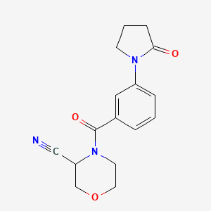 molecular formula C16H17N3O3 B2576972 4-[3-(2-Oxopyrrolidin-1-yl)benzoyl]morpholine-3-carbonitrile CAS No. 2135030-08-7