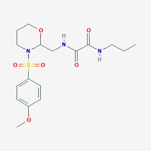 molecular formula C17H25N3O6S B2576978 N1-((3-((4-甲氧苯基)磺酰基)-1,3-恶唑烷-2-基)甲基)-N2-丙基草酰胺 CAS No. 872862-86-7