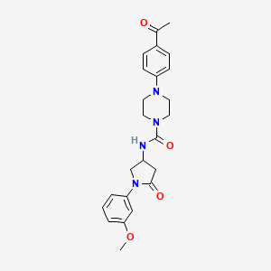 molecular formula C24H28N4O4 B2576987 4-(4-乙酰苯基)-N-[1-(3-甲氧基苯基)-5-氧代吡咯烷-3-基]哌嗪-1-甲酰胺 CAS No. 891098-93-4