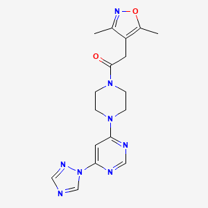 molecular formula C17H20N8O2 B2576991 1-(4-(6-(1H-1,2,4-三唑-1-基)嘧啶-4-基)哌嗪-1-基)-2-(3,5-二甲基异恶唑-4-基)乙酮 CAS No. 1705982-22-4