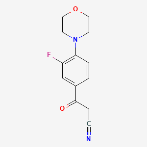molecular formula C13H13FN2O2 B2576996 3-(3-氟-4-吗啉基苯基)-3-氧代丙腈 CAS No. 861211-70-3