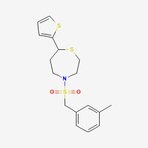 molecular formula C17H21NO2S3 B2576997 4-((3-甲基苄基)磺酰基)-7-(噻吩-2-基)-1,4-噻氮杂环戊烷 CAS No. 1706225-91-3