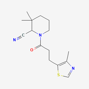 molecular formula C15H21N3OS B2577005 3,3-Dimethyl-1-[3-(4-methyl-1,3-thiazol-5-yl)propanoyl]piperidine-2-carbonitrile CAS No. 2224036-40-0