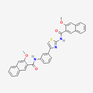 molecular formula C33H25N3O4S B2577007 3-甲氧基-N-[3-[2-[(3-甲氧基萘-2-羰基)氨基]-1,3-噻唑-4-基]苯基]萘-2-甲酰胺 CAS No. 391222-87-0