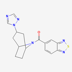 molecular formula C16H16N6OS B2577019 ((1R,5S)-3-(1H-1,2,4-三唑-1-基)-8-氮杂双环[3.2.1]辛烷-8-基)(苯并[c][1,2,5]噻二唑-5-基)甲酮 CAS No. 2178773-91-4