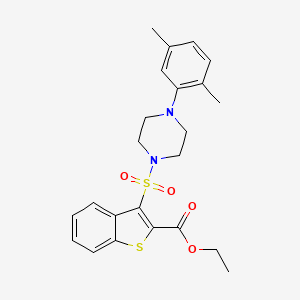 molecular formula C23H26N2O4S2 B2577020 3-{[4-(2,5-二甲苯基)哌嗪-1-基]磺酰基}-1-苯并噻吩-2-羧酸乙酯 CAS No. 895266-80-5