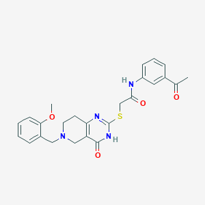 molecular formula C25H26N4O4S B2577022 N-(3-乙酰苯基)-2-{[6-(2-甲氧基苄基)-4-氧代-3,4,5,6,7,8-六氢吡啶并[4,3-d]嘧啶-2-基]硫代}乙酰胺 CAS No. 1112363-48-0