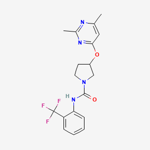 molecular formula C18H19F3N4O2 B2577024 3-[(2,6-二甲基嘧啶-4-基)氧基]-N-[2-(三氟甲基)苯基]吡咯烷-1-甲酰胺 CAS No. 2097910-47-7