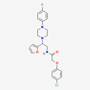 molecular formula C24H25ClFN3O3 B2577026 2-(4-氯苯氧基)-N-(2-(4-(4-氟苯基)哌嗪-1-基)-2-(呋喃-2-基)乙基)乙酰胺 CAS No. 887218-49-7