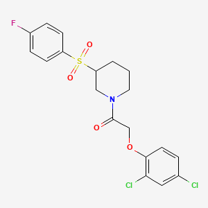 molecular formula C19H18Cl2FNO4S B2577032 2-(2,4-Dichlorophenoxy)-1-(3-((4-fluorophenyl)sulfonyl)piperidin-1-yl)ethanone CAS No. 1798029-46-5