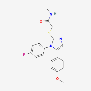 molecular formula C19H18FN3O2S B2577037 2-((1-(4-氟苯基)-5-(4-甲氧基苯基)-1H-咪唑-2-基)硫代)-N-甲基乙酰胺 CAS No. 1207057-57-5